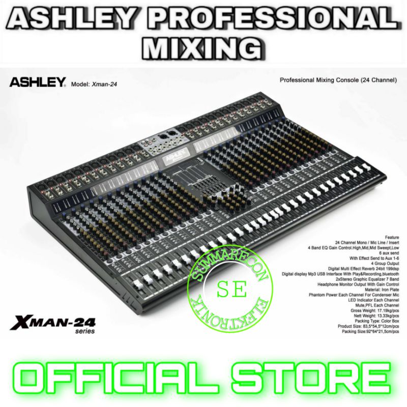 mixer audio 24 channel original ashley xman 24 usb bluetooth recording