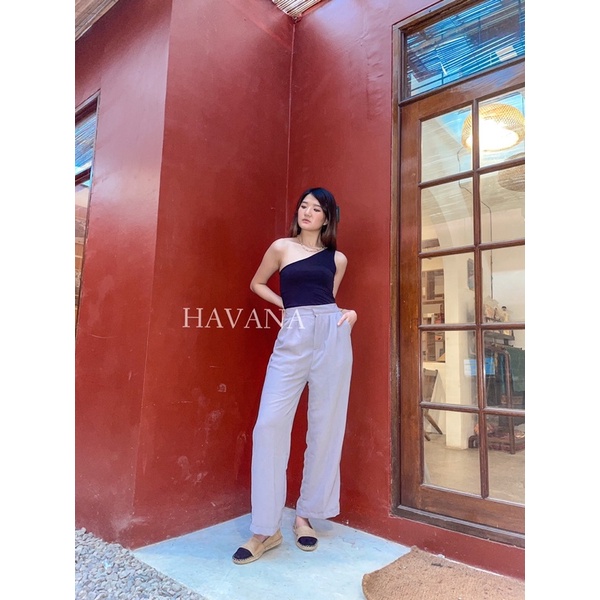 CASSIE Culottes Pants in GREY | Baggy Pants | Celana Kulot Crinkle Highwaist Wanita Loose Cullote Pa