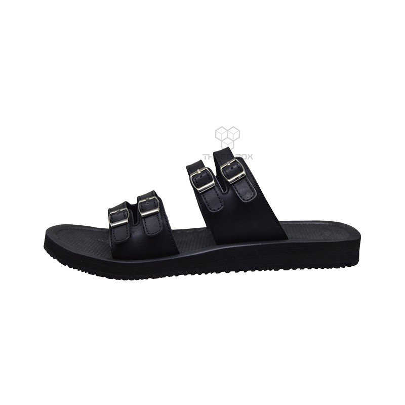 THREE BOX - Sandal Slide Cirninus Black Oversize Ringan Big Jumbo Size 45 46 47 48 49