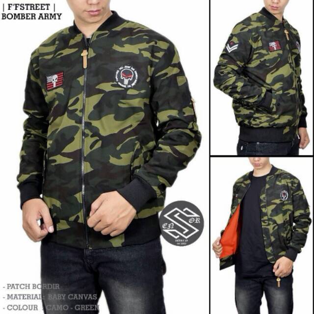 bomber camo green / bomber army / bomber jaket pria / bomber premium / simple / promo / bandung