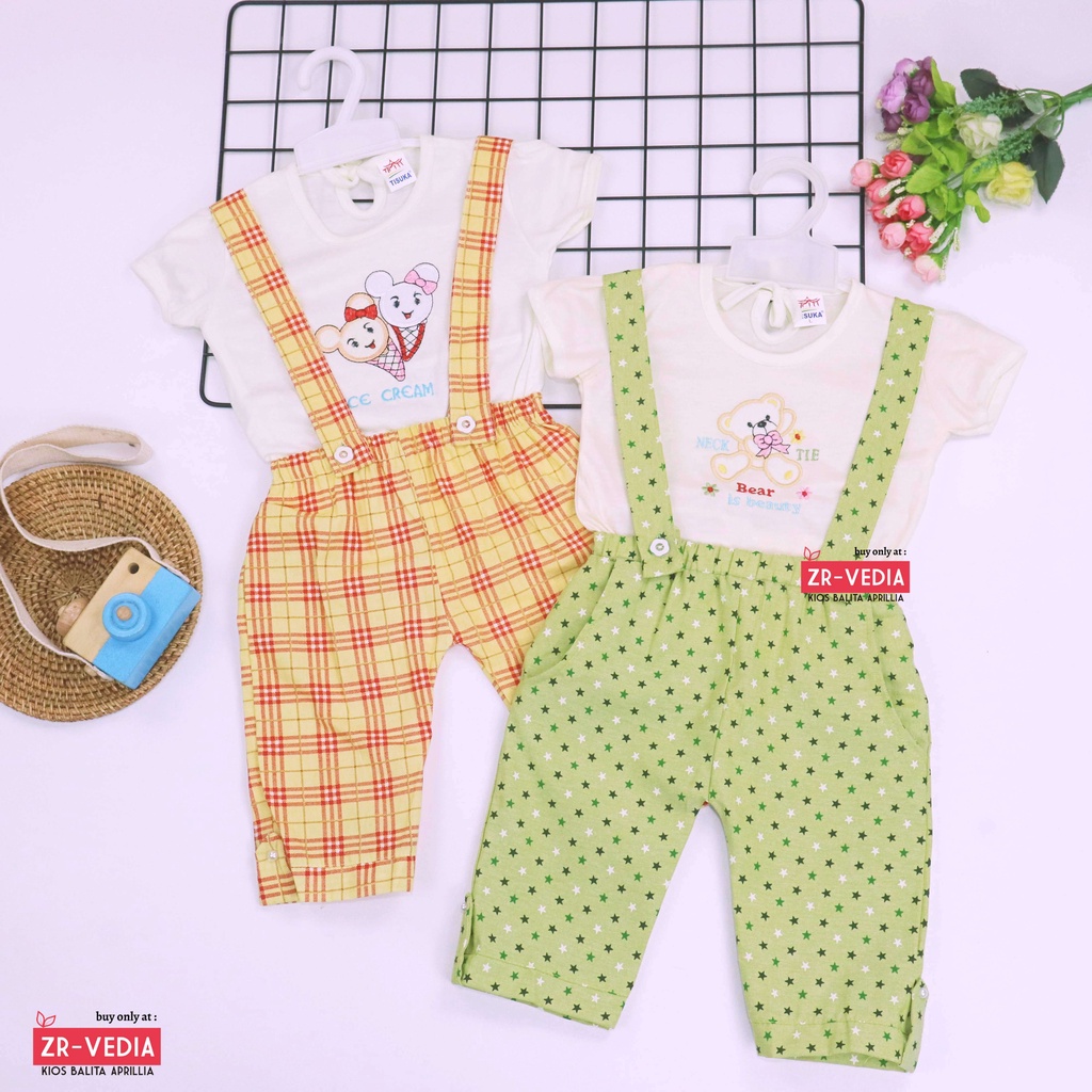 (IMPORT) Setelan Alice uk 1-2 Tahun / Baju Anak Perempuan Jumpsuit Bayi Branded Set Kaos Murah Romper Kodok