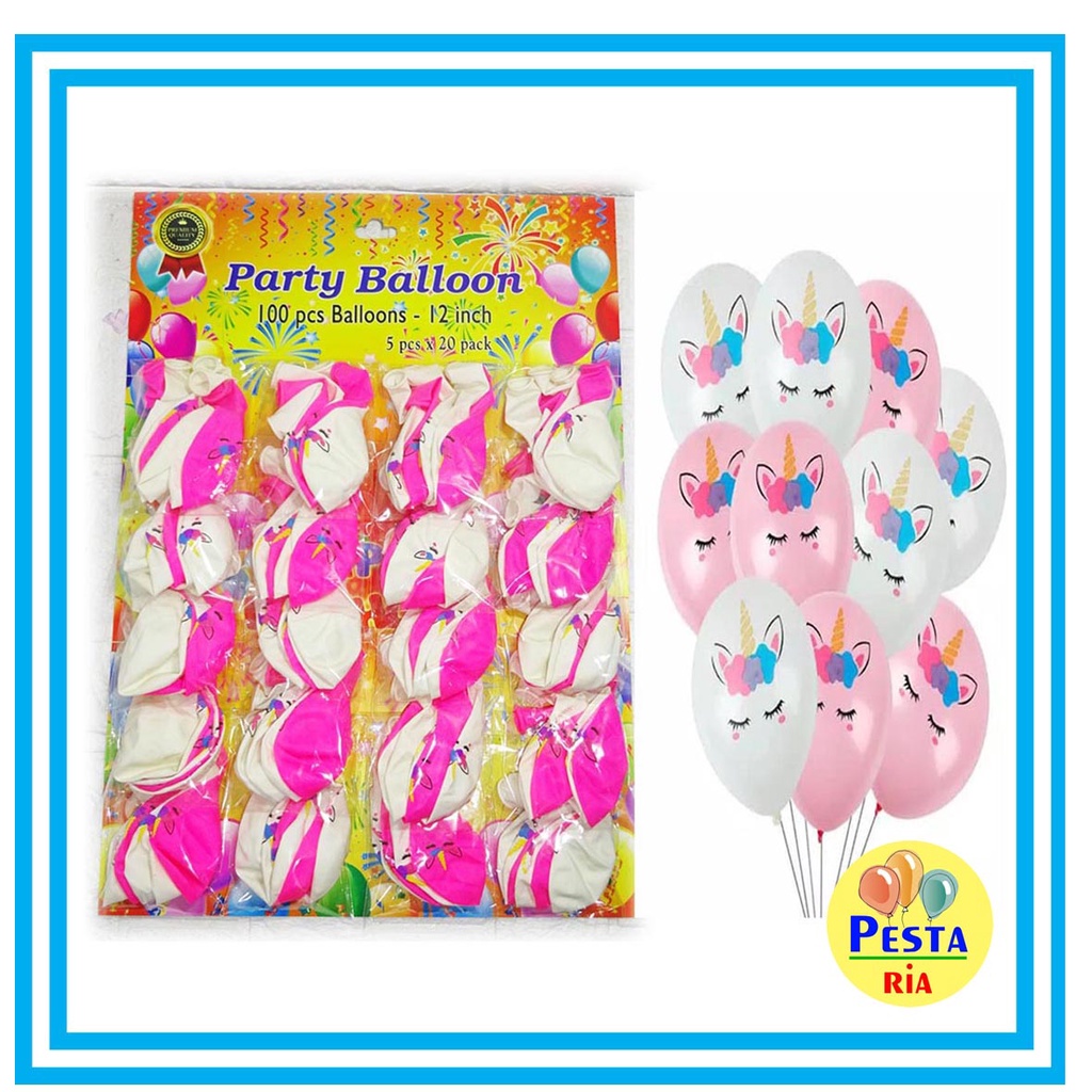 Murah (100Pcs) Balon papan karakter unicorn (2,8gr), balon ultah karakter, balon pesta ultah