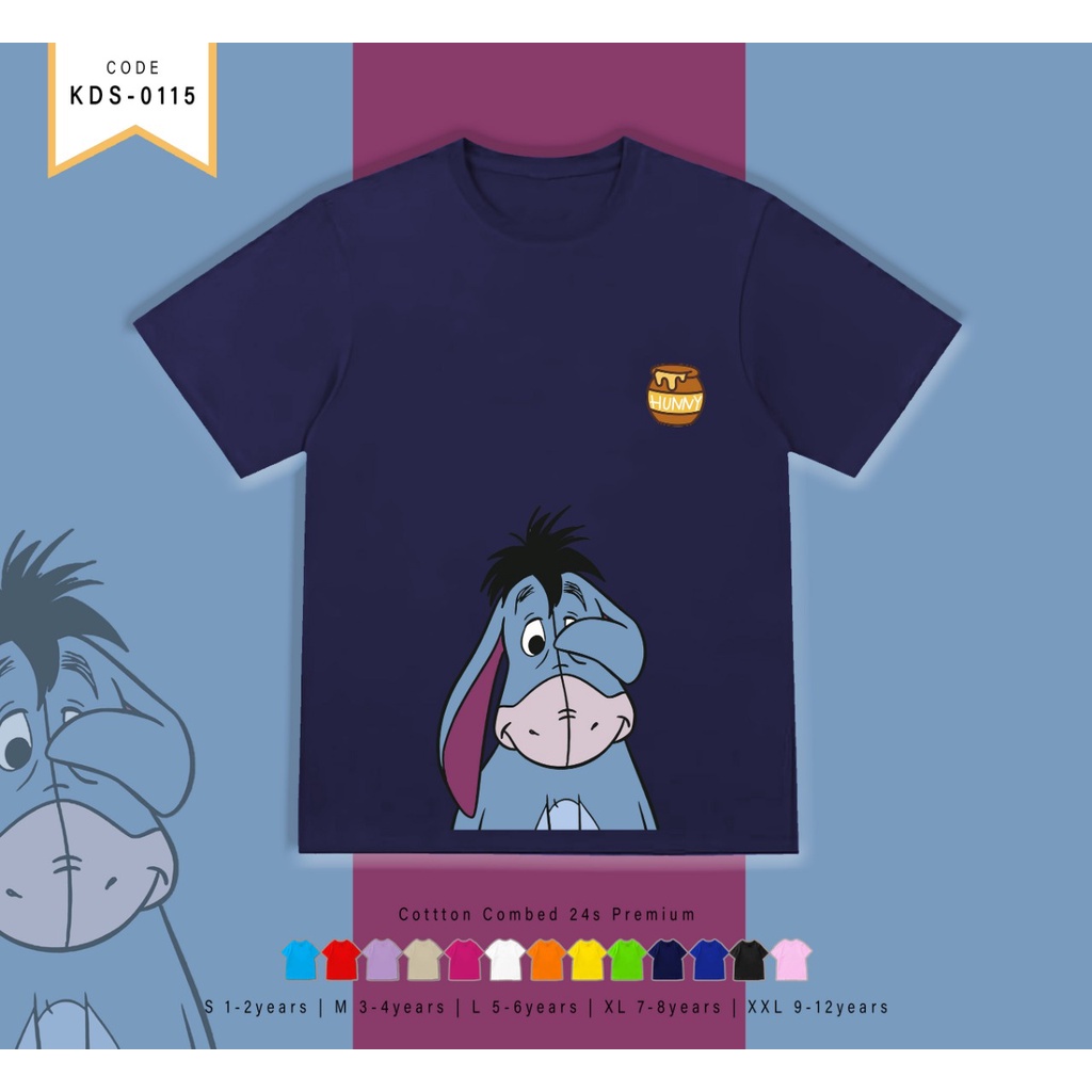 T-SHIRT KIDS / KAOS ANAK-ANAK BERGAMBAR EEYORE / CUSTOM TEE / MURAH