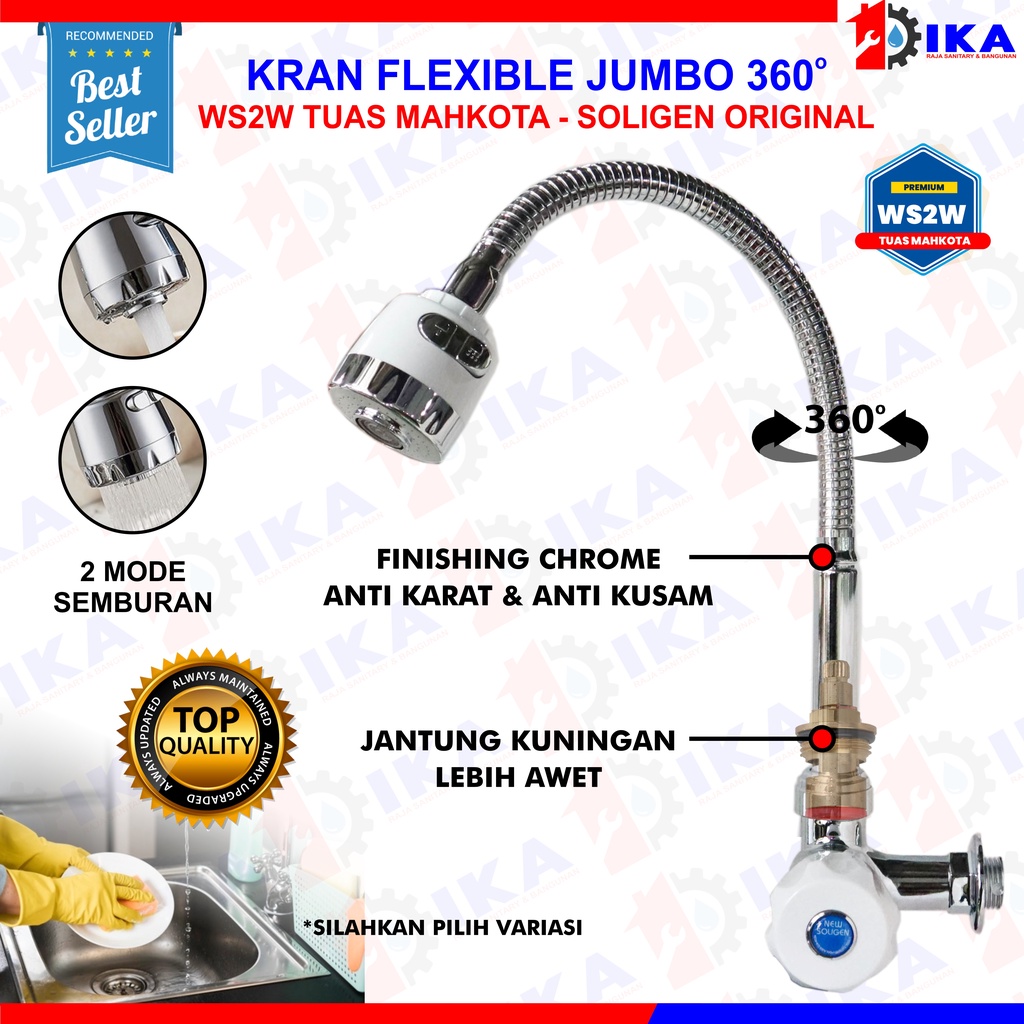 Kran Angsa Flexible WS4-W Soligen/ Kran cuci piring - Kran Angsa Dapur Fleksibel / Flexible - 1/2 Inch - High Quality WS1W WS2W WS4W WS1C WS2C WS2B