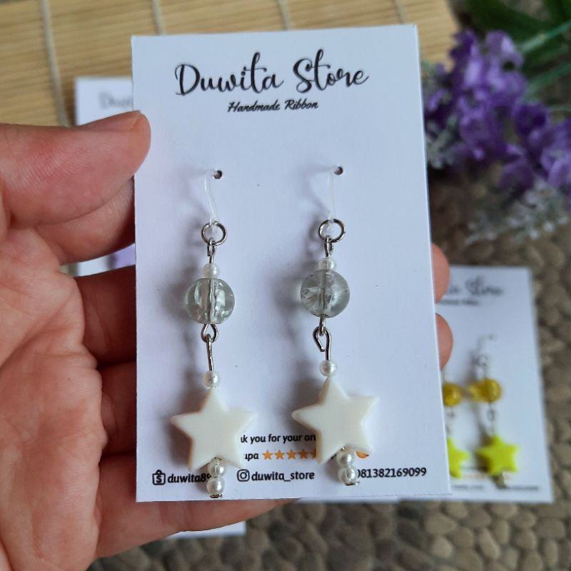 HANDMADE ANTING DEWASA KAITAN PLASTIK MOTIF STAR/BINTANG