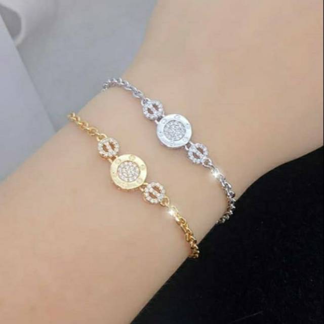 Gelang Rantai Titanium Wanita Anti Karat Clara - La Vienne - Gold &amp; Silver