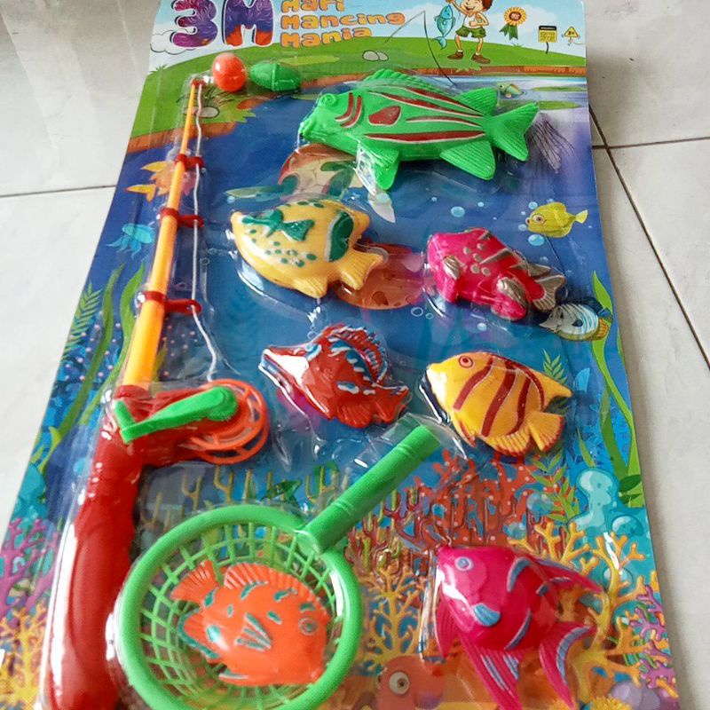 Mainan anak Kait Kail Pancing 7 ikan serok jaring 1 kait kail pancing MP555-3