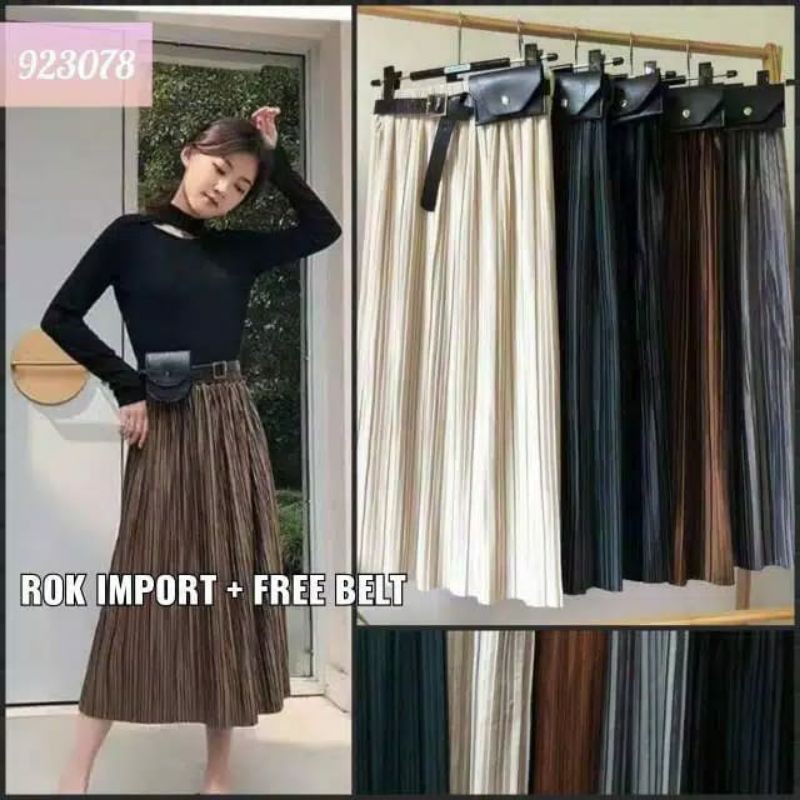 ROK BLUDRU PREMIUM 7/8 IMPORT FREE BELT TEBAL / ROK FASHION WANITA KOREA IMPORT