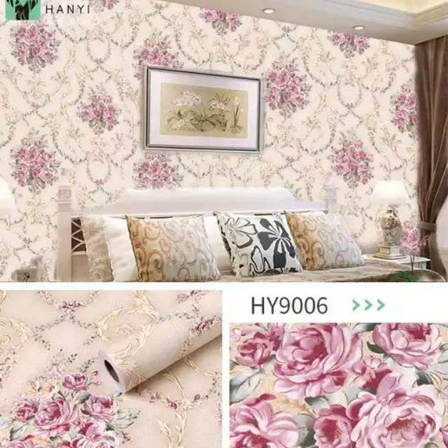 WALLPAPER DINDING MOTIF SHABY CREAM 10m x 45cm