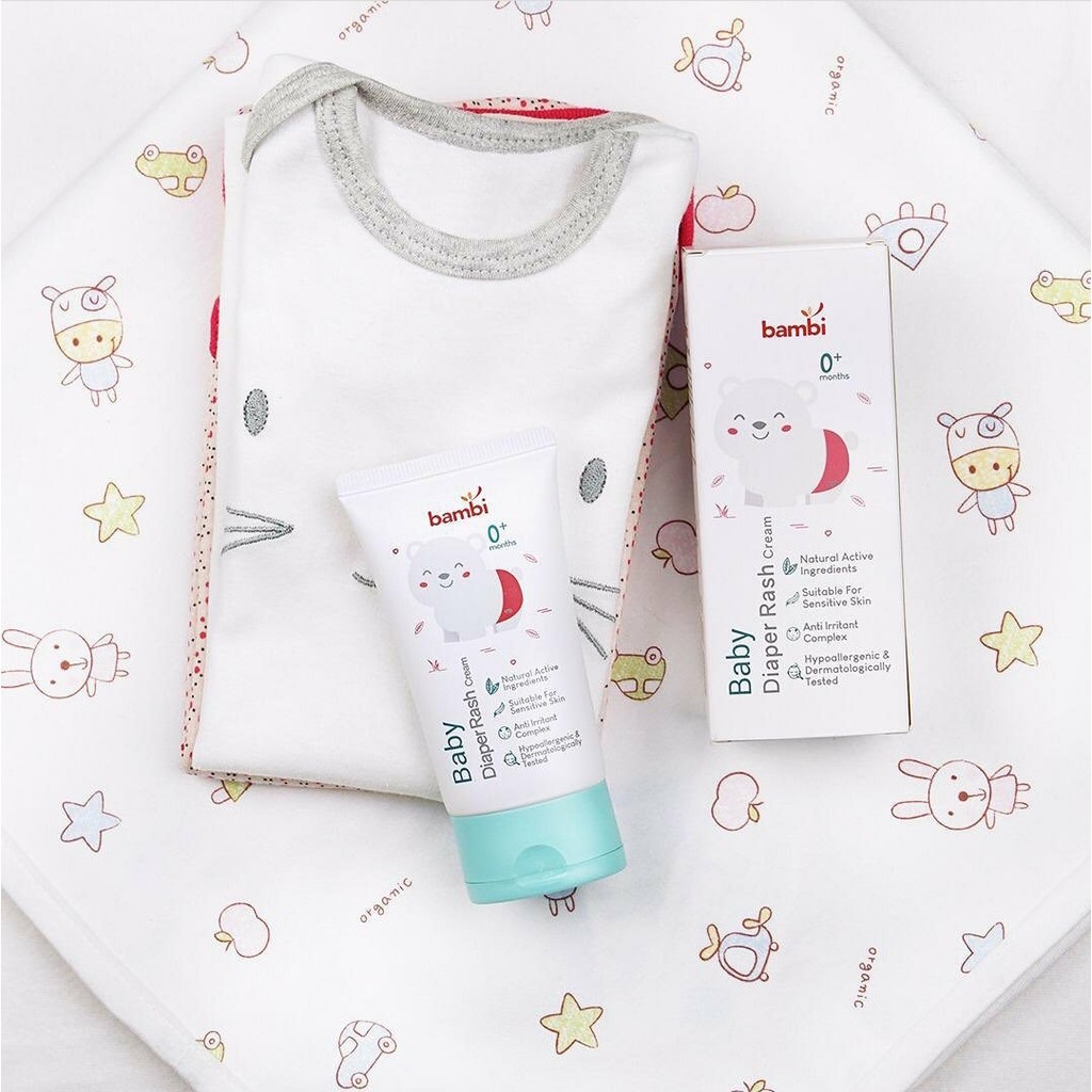 Diaper Rash Cream Baby BAMBI 50mL - Krim Pelembab Kulit Bayi melindungi iritasi ringan