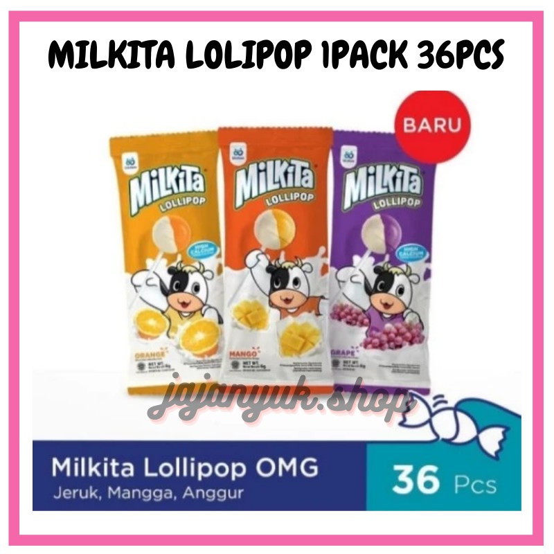 

Permen Milkita Lolipop 1pack isi 36pcs / Permen Lolipop susu / Milkita permen susu / jajan rentengan