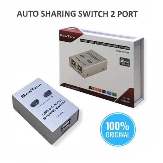 Usb 2.0 switch auto gaintech 2 port sharing for universal printer gt-2ua - Usb2.0 switcher printer 1 pc to 2 print otomatis