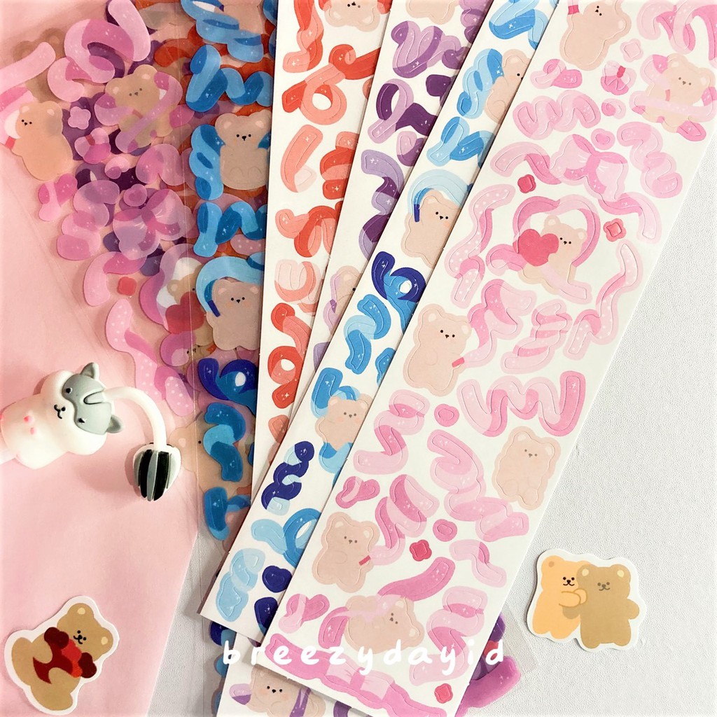 

Ribbon Cute Bear Sticker / Sticker Deco / Decoration Sticker / Confetti Sticker / Stiker