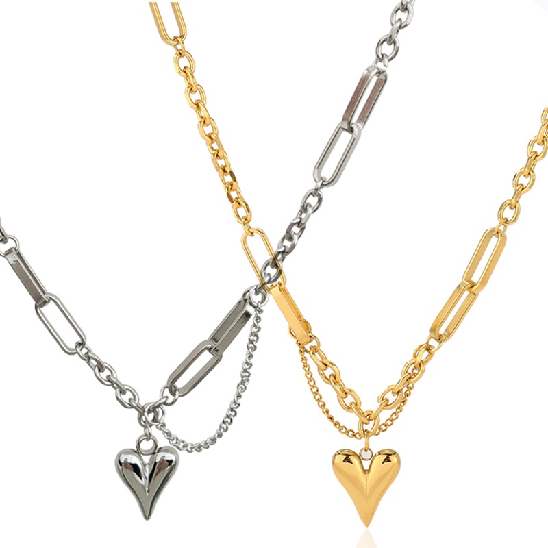 Kalung Rantai Klavikula Bahan Stainless Steel Warna Emas Untuk Wanita