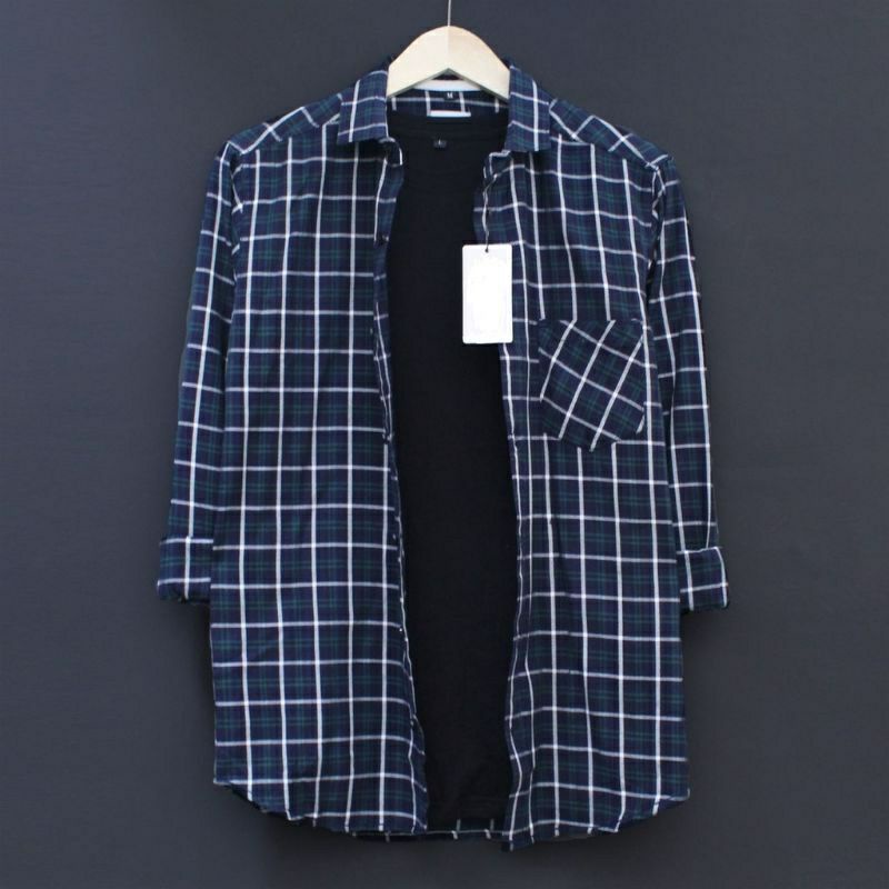 0Kemeja Flanel Impor Pria Kualitas Premium Lengan Panjang Unisex Hem Flannel Baju Flanel Pria Wanita Motif Kotak Kotak