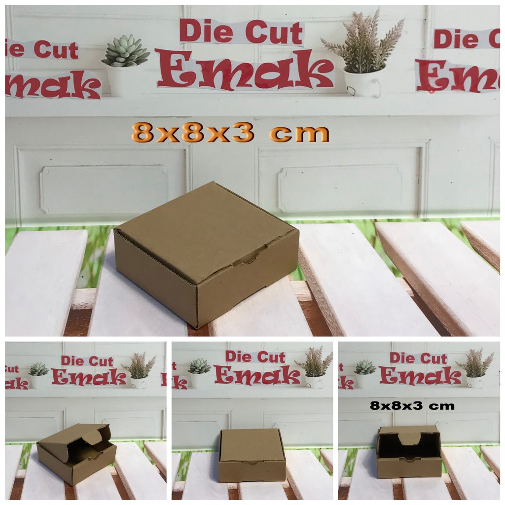 

kardus uk.8x8x3 cm kotak box karton Die Cut