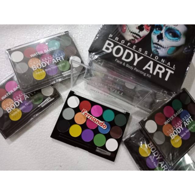 Water Based Body Art Face&Body Painting Kit 15 color+Brush / Cat Lukis Bodi dan Wajah 12w+kuas