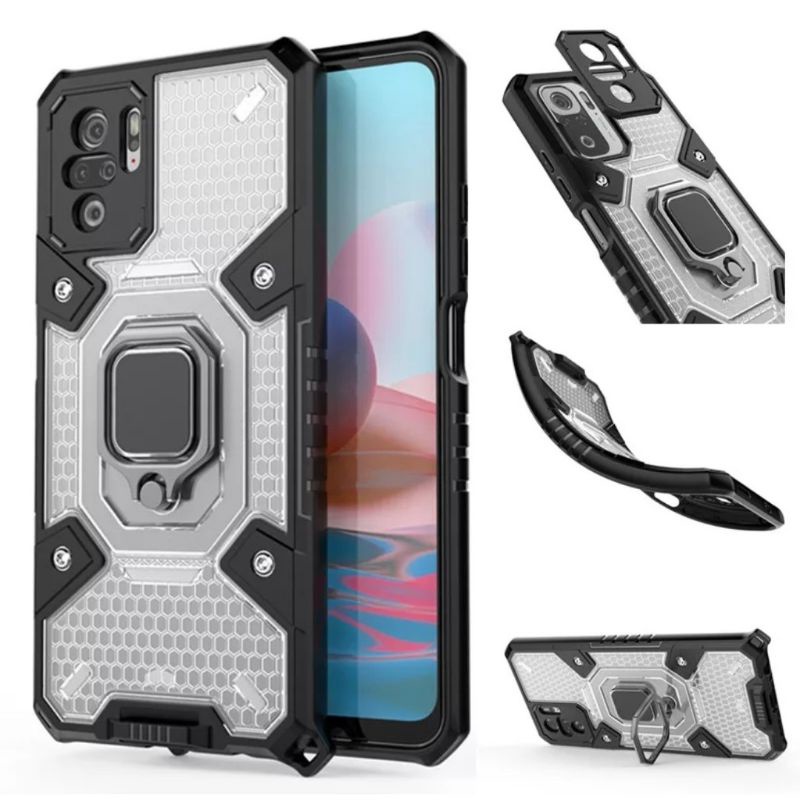 CASE XIAOMI REDMI NOTE 10 / NOTE 10S / NOTE 10 PRO 4G 2021 HARDCASE ARMOR WARRIOR RING ARMOR SPACE CAPSULE CASING HYBIRD