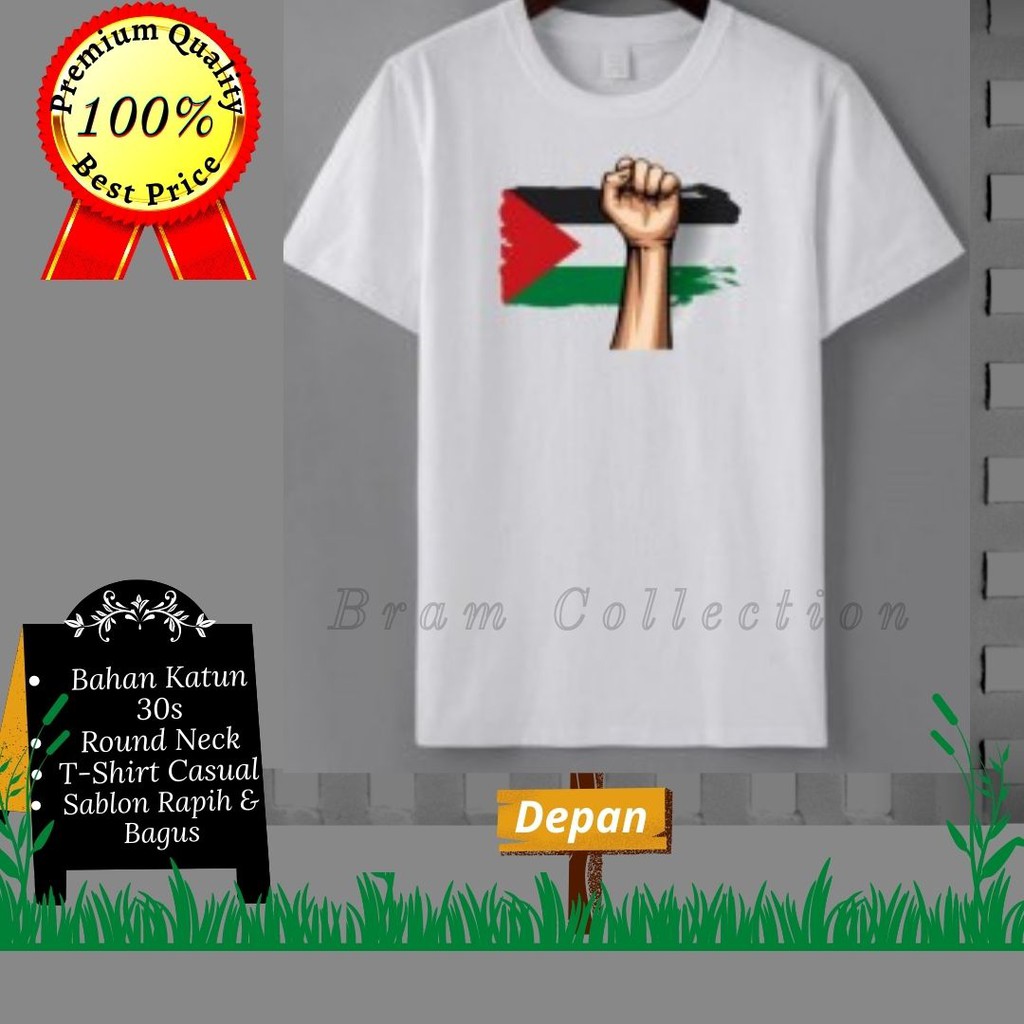 Baju Distro Palestina Kaos Distro Palestina TShirt Premium Bendera PALESTINA Tangan Pria Wanita