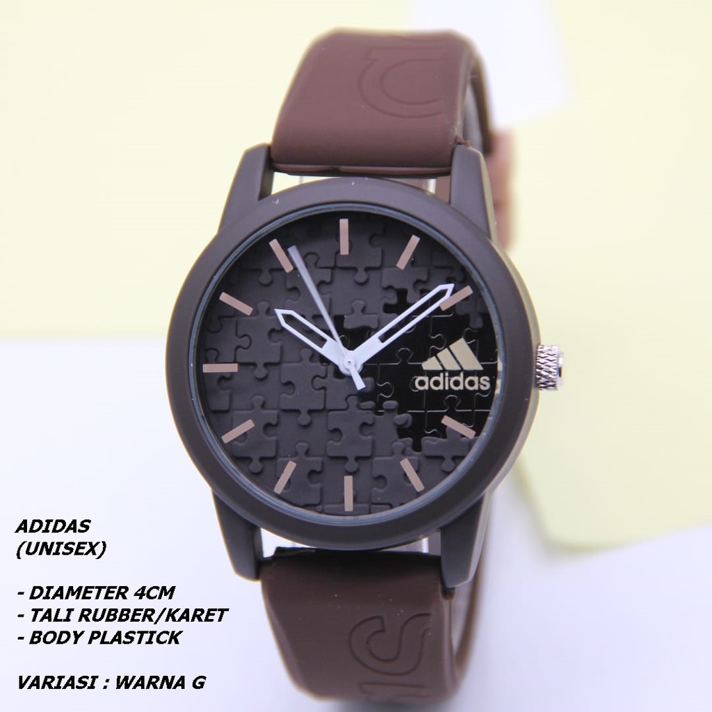 JAM TANGAN UNISEX TALI RUBBER BODY BULAT POLOS KNOP GERIGI