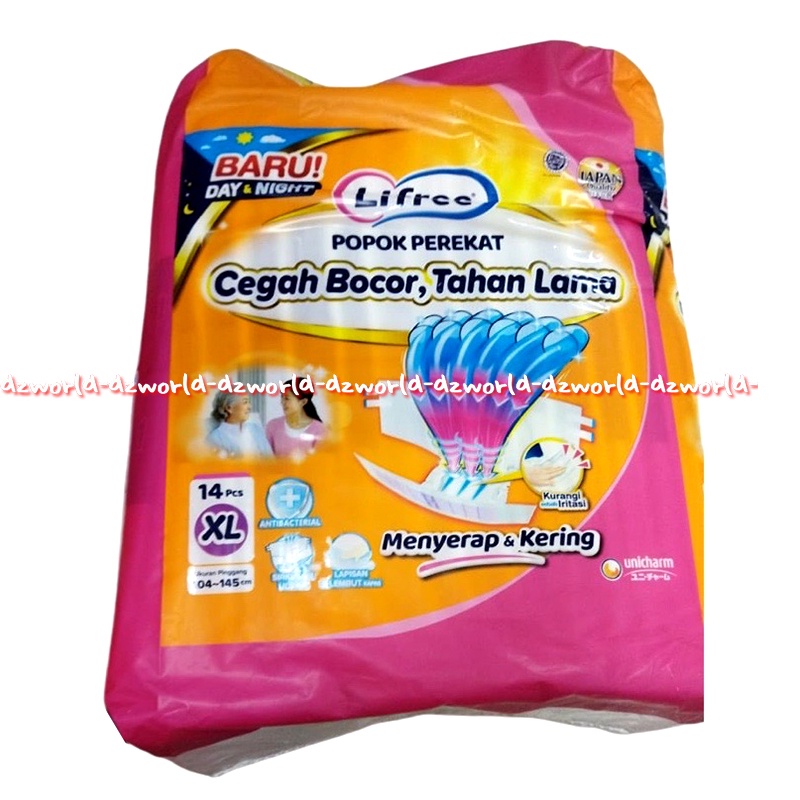 Lifree Popok Perekat XL 14 Pcs Popok Dewasa Orang Tua Lifefree XL14 Life Free