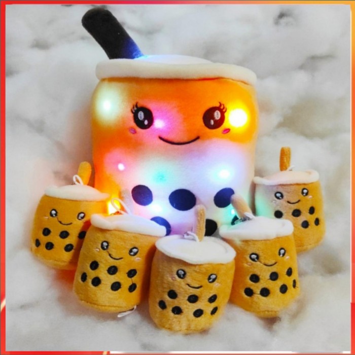 VIRAL- Boneka Boba Beranak LED 1 Induk 5 Anak Boneka Hadiah Super Mewah - coklat, 1 Induk 5 anak