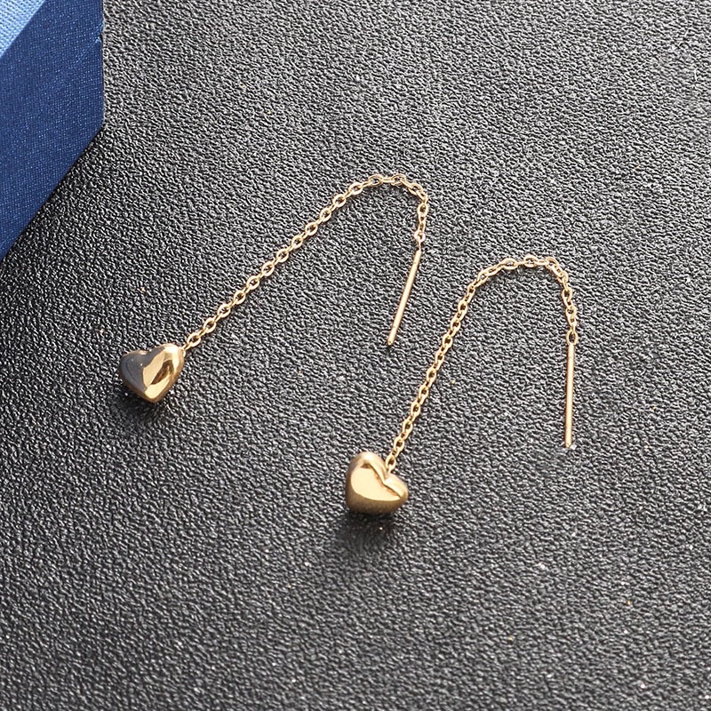 anting hati panjang titanium asli diamonde