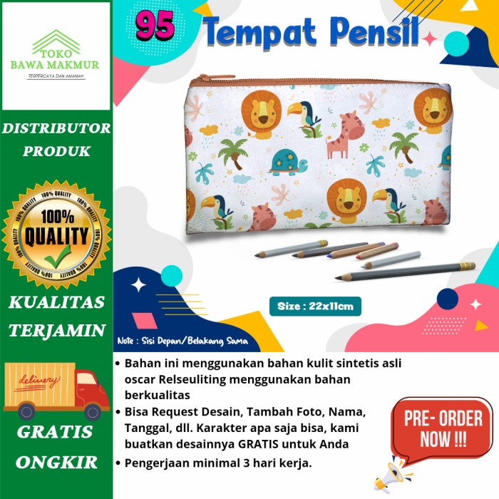 

CUSTOM Tempat Pensil Pouch, Murah Design Karakter Gambar Bebas.