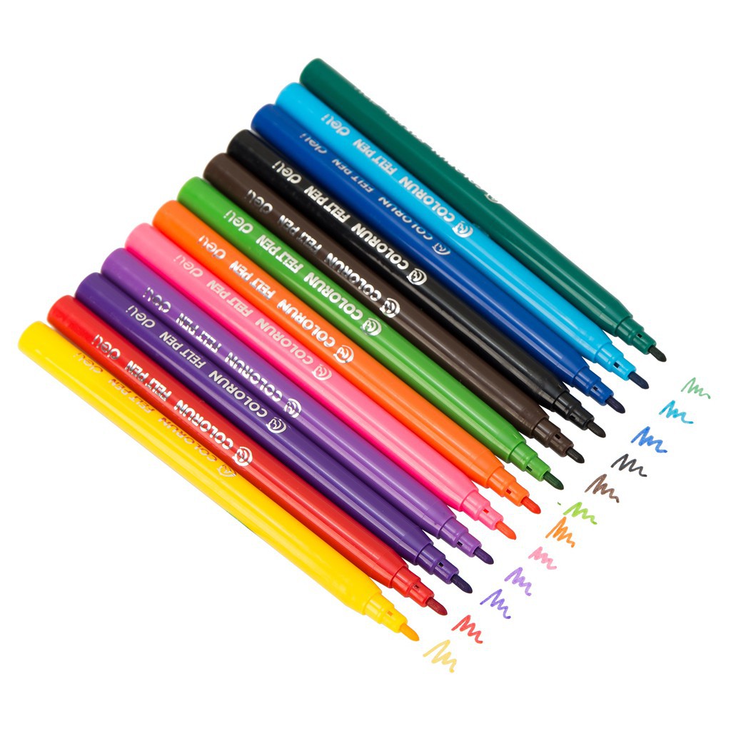 

Deli EC10003 Spidol Warna Felt Pen Dapat Dicuci 1.0 mm 12 Warna