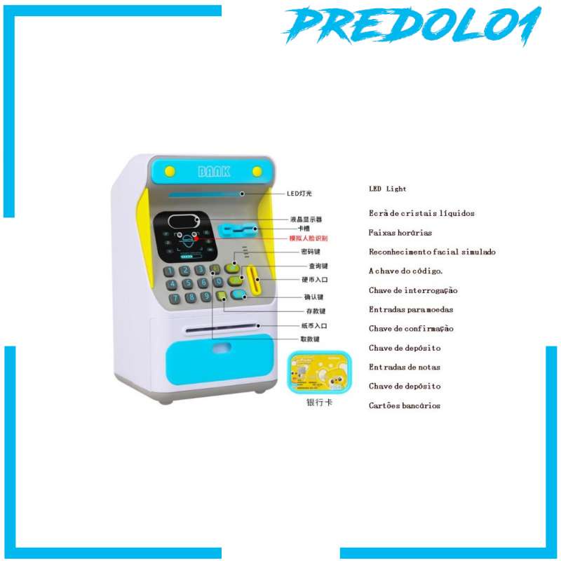 [PREDOLO1] 2x Mini ATM Piggy Bank 4 Digit Password Password Coin Cash Bank Machine Toy