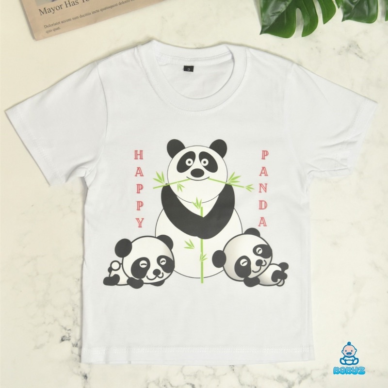 Kaos T-Shirt Baju Anak Laki Laki Perempuan Unisex Family Shirt Model Panda Happy Family