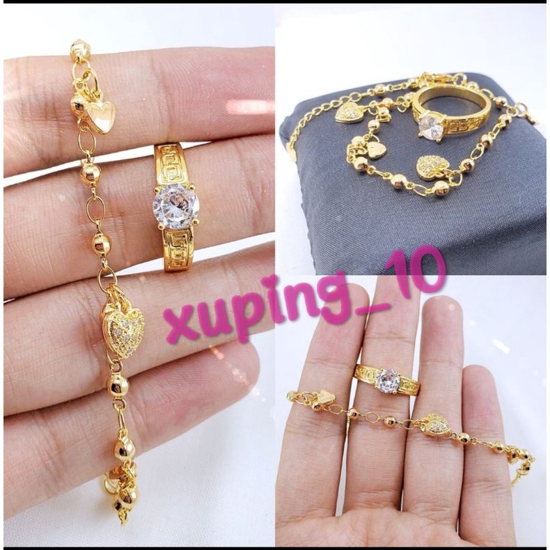 xuping eksklusif gelang tangan wanita fashion gold lapis emas gelang cinta free cincin 24