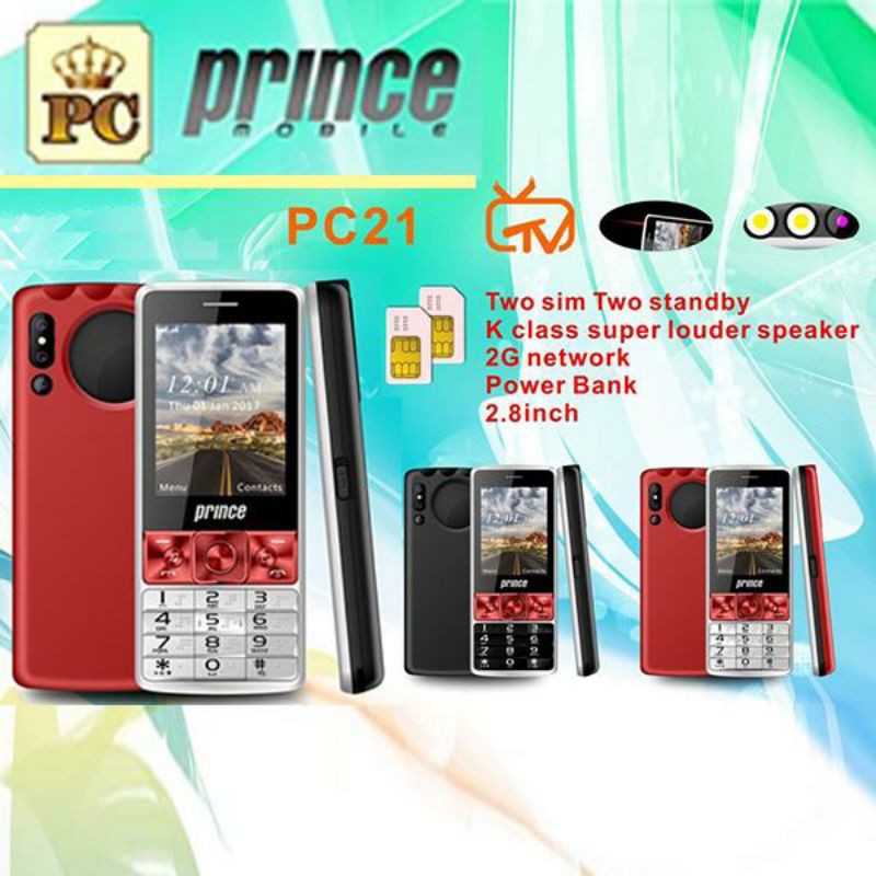 PRINCE PC21 CANDYBAR 2.8 INCH TV + HURUF BRAILLE dI KEYPAD POWERBANK 8.000 MAH GARANSI RESMI