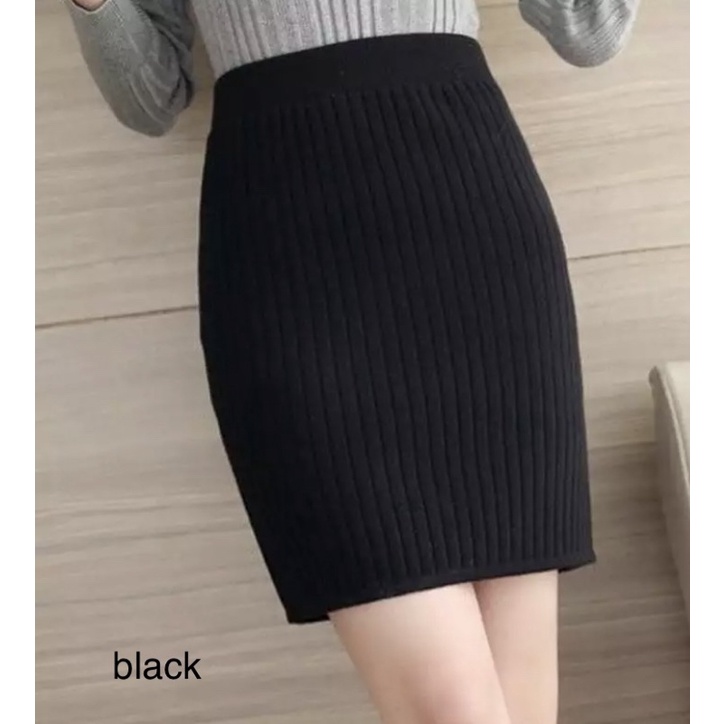 (R40) rok rib knit pendek