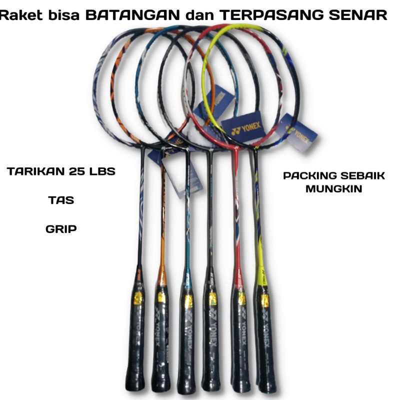 RAKET BADMINTON MURAH CARBON SENAR GRIP TAS  PAKET KOMPLIT BONUS PASANG SENAR