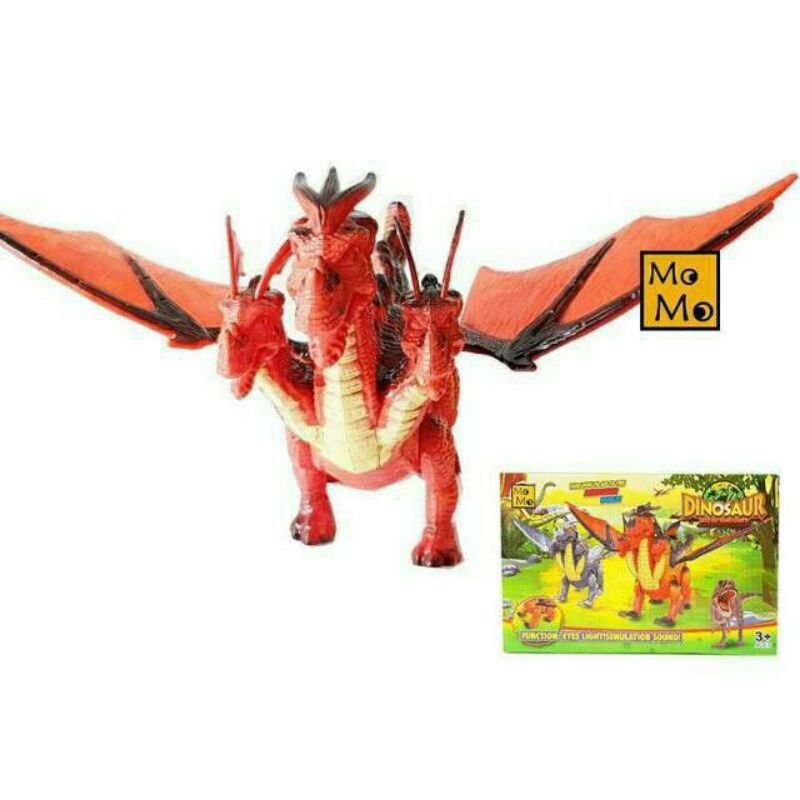 Mainan Dino Naga Kepala Tiga Robot Dinosaurus Bisa Jalan Dan Nyala Lampu