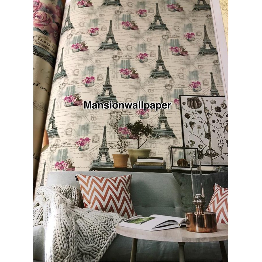 Promo Bulan Ini Wallpaper Dinding Paris Eiffel Eropa Map (Roll Besar) Diskon