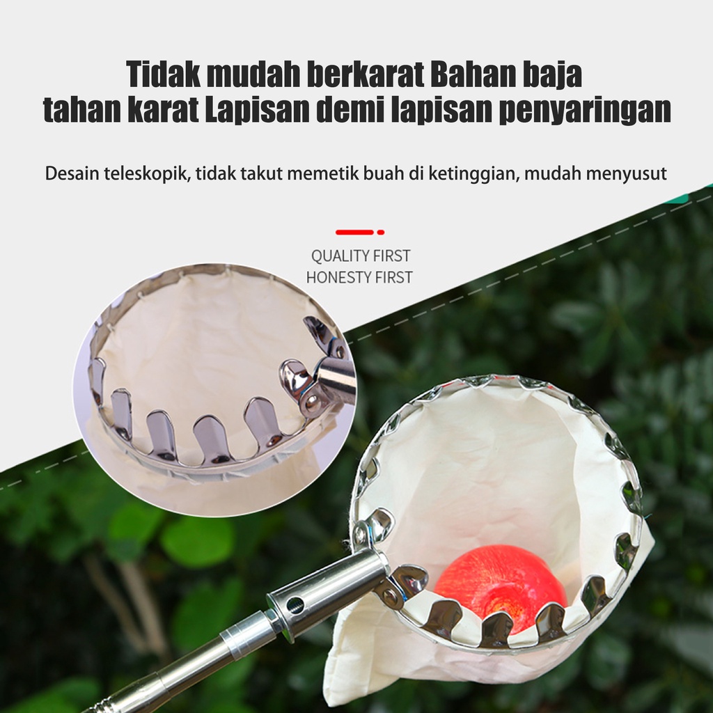 Buah Picker Set 4 m/6 m/7 m Orchard Berkebun Apple Peach Pohon Tinggi Alat Pemetik Buah Penangkap Koleksi Kantong Pertanian Taman Perlengkapan Logam