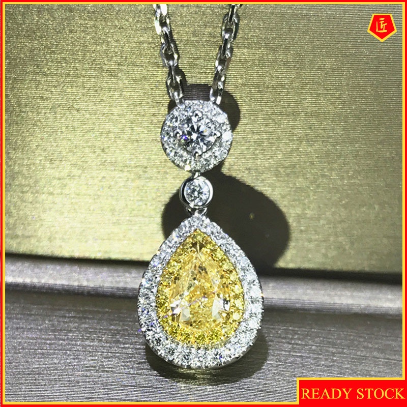 [Ready Stock]Luxury Group Zircon-Inlaid Pendant Citrine Pink Diamond Necklace for Women