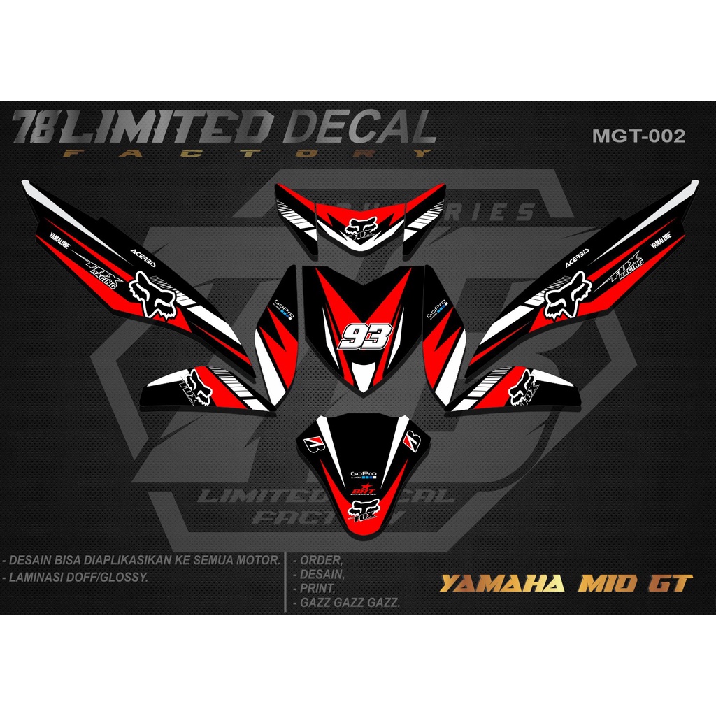 Sticker Decal Motor Mio GT Full Body Stiker Mio GT Dekal Mio GT Full Body Model FOX - 002