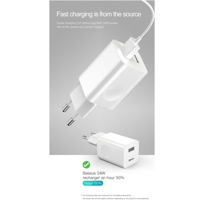 Baseus Charger 24W Quick Charger Qualcomm 3.0 Amp USB Fast Charging | Charger Fast Charging Baseus