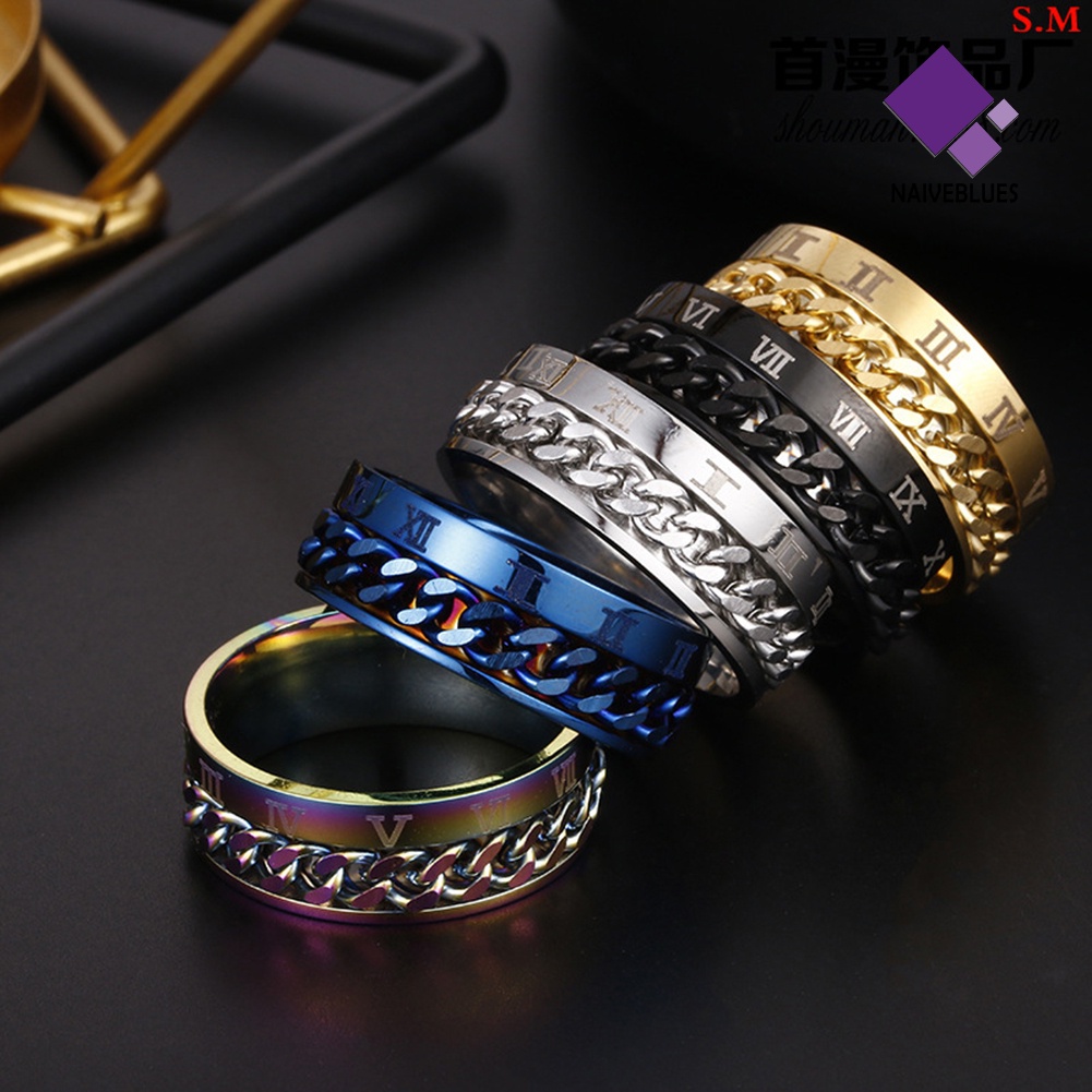 Naiveblue Cincin Titanium Steel Model Rantai Twist Gaya Roma Untuk Unisex / Pria / Wanita / Pesta / Hadiah