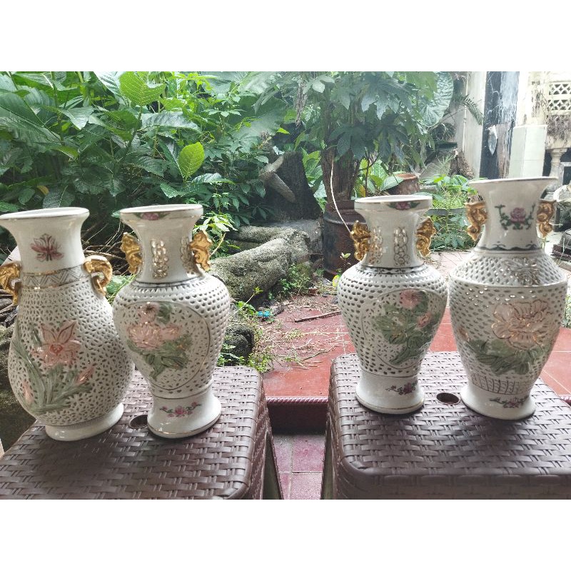 VAS BUNGA ANTIK KERAMIK 1 SET