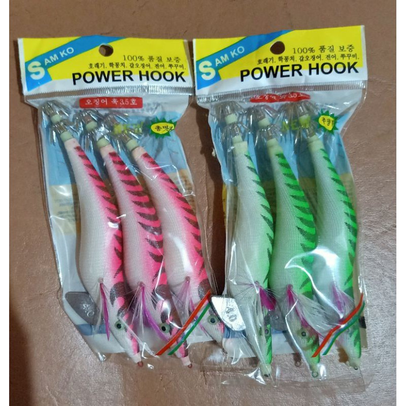 pancing cumi , umpan cumi udang power hook size 3.5 dan 4.0