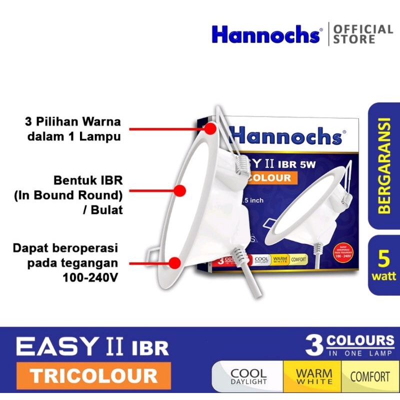 HANNOCHS EASY IBR 5W 5 WATT TRICOLOUR / HANNOCHS EASY 5W 5 WATT IBR BULAT TRICOLOUR