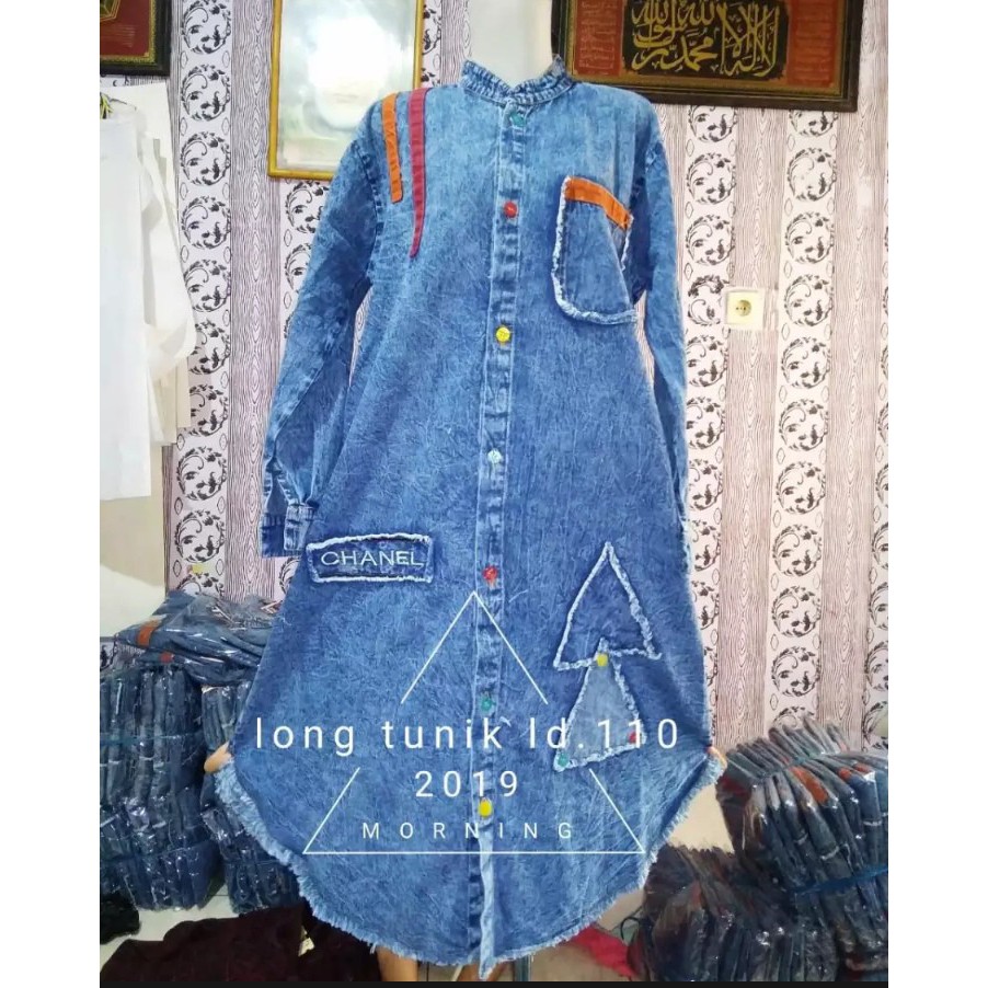 Tunik Wanita Model Terbaru / SIZE XXL/Baju Muslim / Fashion Wanita / Tunik Jeans / Pisa 2 / Jumbo