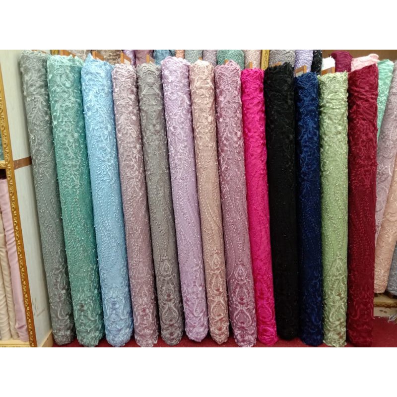 Kain Tile Elisab MXC/Tile Akar Pinggiran tebal/ Bahan kebaya