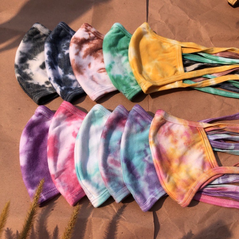  Masker  Tie  Dye  Earloop Hijab Kain  Katun 2ply Shopee 