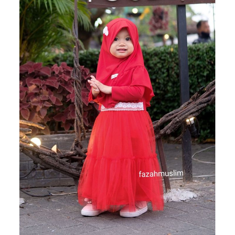 Baju Muslim Gamis Bayi Perempuan, Gamis Brukat Brokat Tulle / Tille Baby,  Baju Muslim Aqiqah Akikah