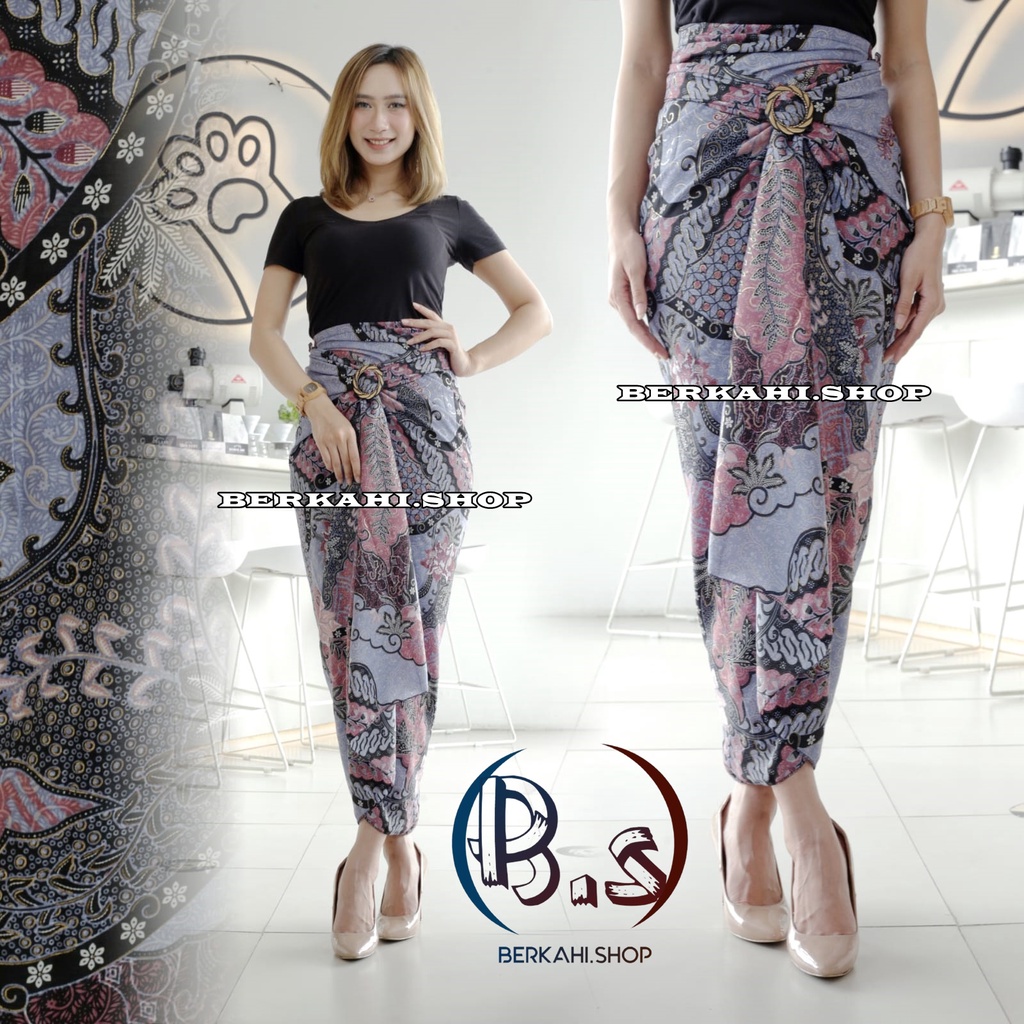 Rok Lilit Batik/Bawahan Kebaya/Modern Rok Serut Batik/rok lilit batik kain lilit murah/lilit batik modern motif pm lavender